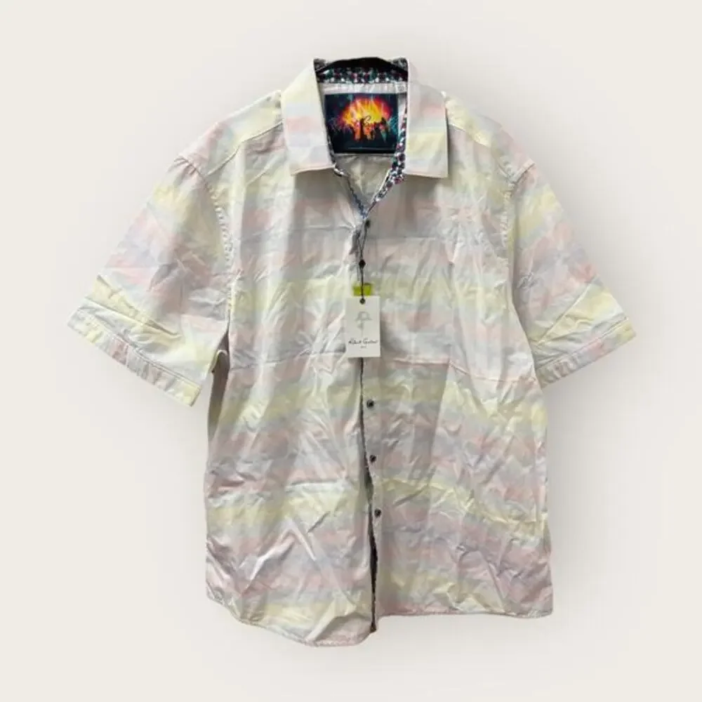 NWT Robert Graham 3XL Classic Fit Short Sleeve Button Down Geometric Shirt
